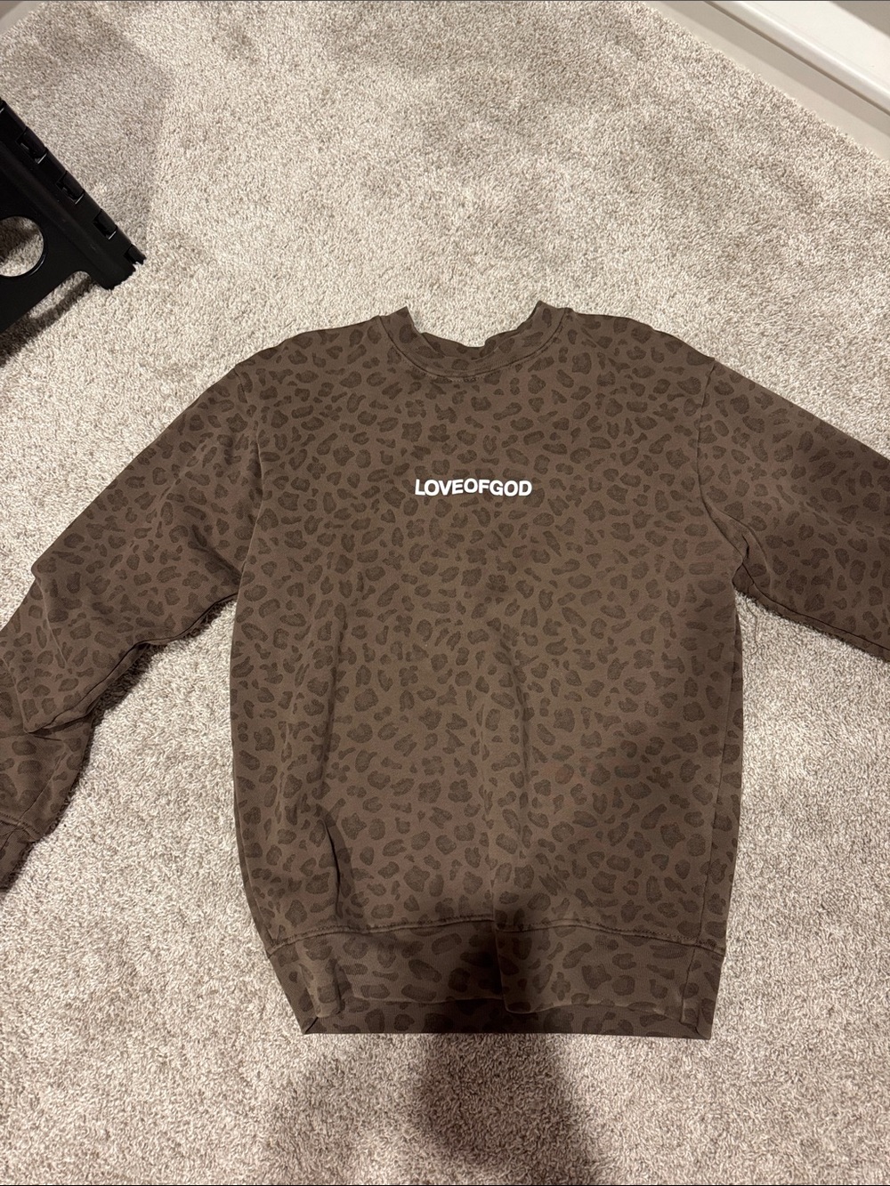 TENA LOVE OF GOD Leopard Print Crewneck Sweater